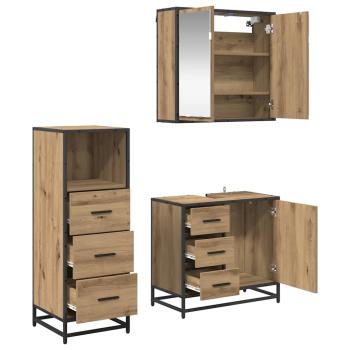 Badezimmermöbel Set 3 pcs Eiche handwerklich 35 x 37,5 x 100 cm