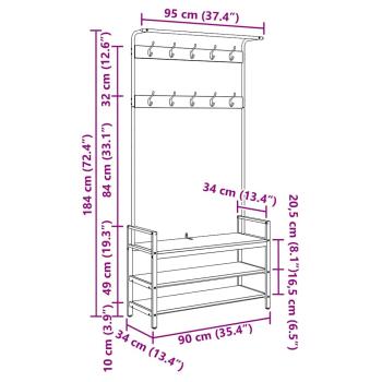 Kleiderständer Räuchereiche 95 x 34 x 184 cm Holzwerkstoff