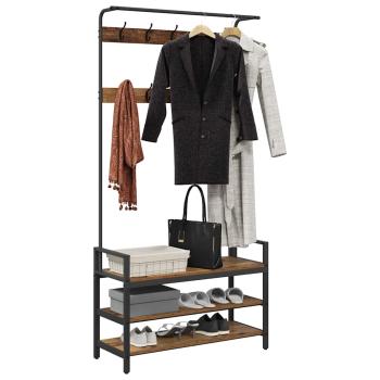 Kleiderständer mit Regal Altholz 95 x 34 x 184 cm Holzwerkstoff