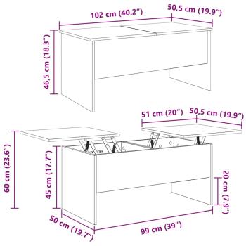 Couchtisch Eiche handwerklich 102 x 50,5 x 46,5 cm