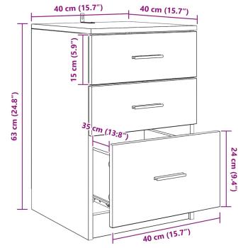 Nachttisch Eiche handwerklich 40 x 40 x 63 cm Holzwerkstoff