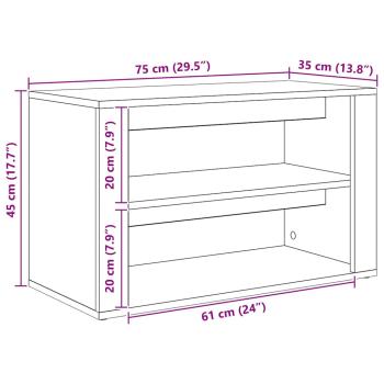 Schuhregal Schwarze Eiche 75 x 35 x 45 cm Holzwerkstoff