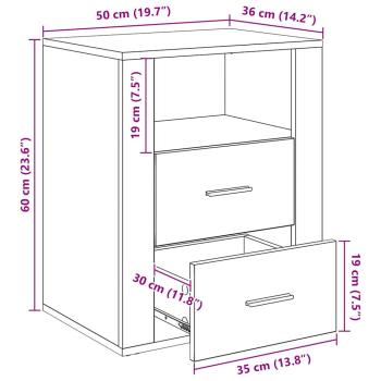 Nachttisch mit Schubladen Altholz 50 x 36 x 60 cm Holzwerkstoff