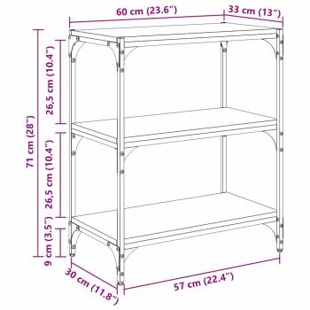 Bücherregal Eiche handwerklich 60 x 33 x 71 cm Holzwerkstoff
