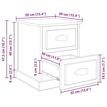 Nachttisch Eiche handwerklich 39 x 39 x 47.5 cm Holzwerkstoff