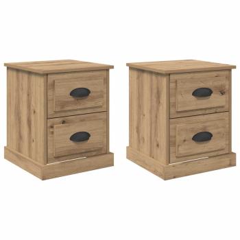 Nachttisch 2 pcs Eiche handwerklich 39 x 39 x 47.5 cm