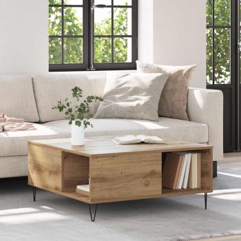 ARDEBO.de - Couchtisch Eiche handwerklich 80 x 80 x 36.5 cm Holzwerkstoff