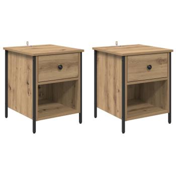 Nachttisch 2 pcs Eiche handwerklich 40 x 42 x 50 cm