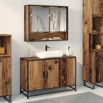 ARDEBO.de - Badezimmer Waschbecken Schrank mit Tür Altholz 90 x 33 x 60 cm
