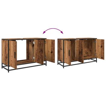 Badezimmer Waschbecken Schrank mit Tür Altholz 90 x 33 x 60 cm
