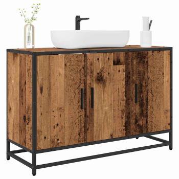 Badezimmer Waschbecken Schrank mit Tür Altholz 90 x 33 x 60 cm