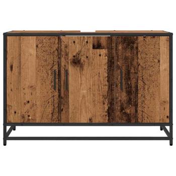 Badezimmer Waschbecken Schrank mit Tür Altholz 90 x 33 x 60 cm