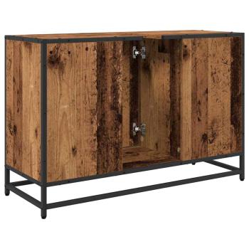 Badezimmer Waschbecken Schrank mit Tür Altholz 90 x 33 x 60 cm