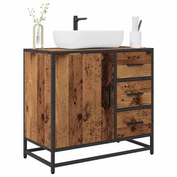 Badezimmer Waschbecken Schrank mit Tür Altholz 65 x 33 x 60 cm