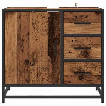 Badezimmer Waschbecken Schrank mit Tür Altholz 65 x 33 x 60 cm