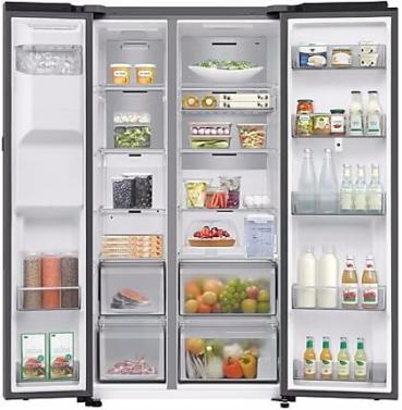 Samsung RS90F67BETEF Stand Side-by-Side Kombination, 91,2 cm breit, 614 L, NoFrost+, Wassertank, WiFi, Eis- und Wasserspender, Edelstahloptik