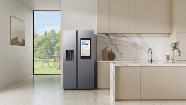 Samsung RS90F67BETEF Stand Side-by-Side Kombination, 91,2 cm breit, 614 L, NoFrost+, Wassertank, WiFi, Eis- und Wasserspender, Edelstahloptik