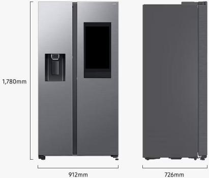 Samsung RS90F67BETEF Stand Side-by-Side Kombination, 91,2 cm breit, 614 L, NoFrost+, Wassertank, WiFi, Eis- und Wasserspender, Edelstahloptik