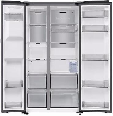 Samsung RS80F67KCTEF Stand Side-by-Side Kombination, 91,2 cm breit, 634 L, NoFrost+, Wassertank, WiFi, Eis- und Wasserspender, Edelstahloptik