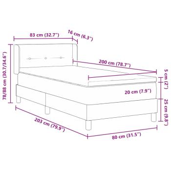 Boxspringbett mit Matratze mit Matratze Schwarz 80 x 200 cm