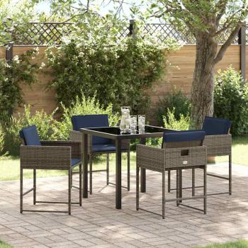 ARDEBO.de - Garten Essgruppe mit Kissen 5 pcs Grau Poly Rattan