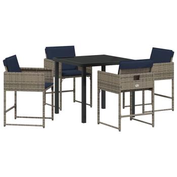 Garten Essgruppe mit Kissen 5 pcs Grau Poly Rattan