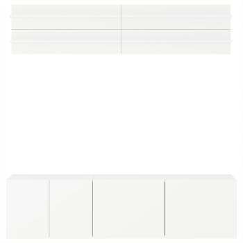 6-tlg. Wohnwand Weiß Holzwerkstoff