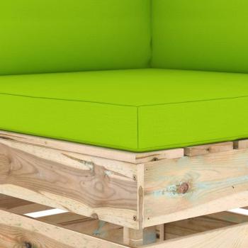 ARDEBO.de - Modulares Ecksofa mit Kissen Grün Imprägniertes Holz