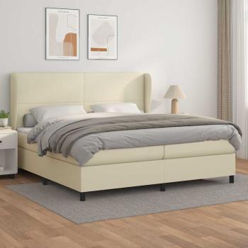 ARDEBO.de - Boxspringbett mit Matratze Creme 200x200 cm Kunstleder