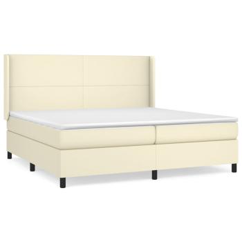 ARDEBO.de - Boxspringbett mit Matratze Creme 200x200 cm Kunstleder
