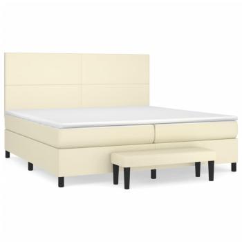 Boxspringbett mit Matratze Creme 200x200 cm Kunstleder