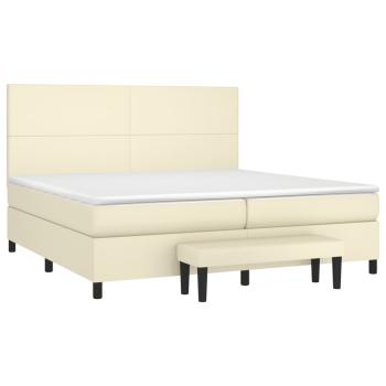 Boxspringbett mit Matratze Creme 200x200 cm Kunstleder