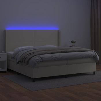 Boxspringbett mit Matratze & LED Creme 200x200 cm Kunstleder