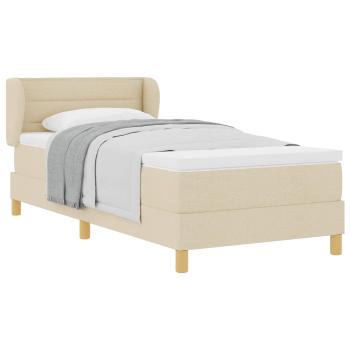 Boxspringbett mit Matratze Creme 90x200 cm Stoff Creme