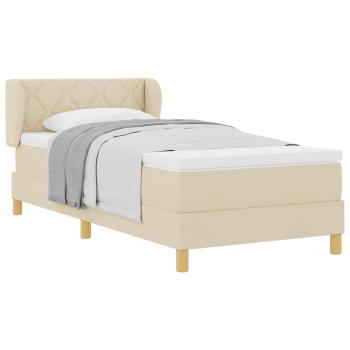 Boxspringbett mit Matratze Creme 90x200 cm Stoff Creme