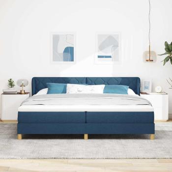 Boxspringbett mit Matratze Creme 90x200 cm Stoff Blau
