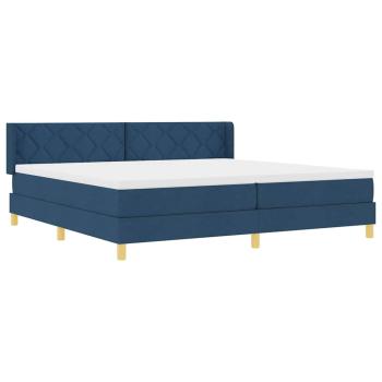 Boxspringbett mit Matratze mit Kopfteil Blau 200 x 200 cm Stoff