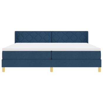 Boxspringbett mit Matratze mit Kopfteil Blau 200 x 200 cm Stoff