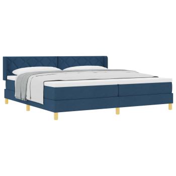 Boxspringbett mit Matratze mit Kopfteil Blau 200 x 200 cm Stoff