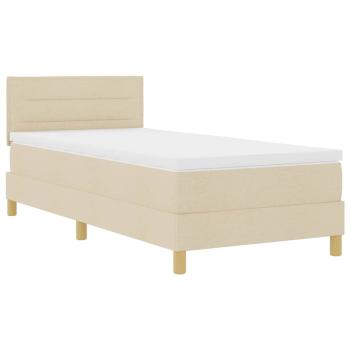 Boxspringbett mit Matratze mit Kopfteil Creme 90 x 190 cm Stoff