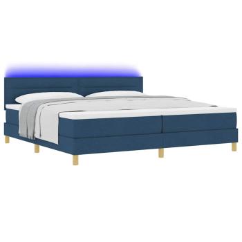 Boxspringbett mit Matratze mit Kopfteil Blau 200 x 200 cm Stoff