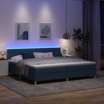 Boxspringbett mit Matratze mit Kopfteil Blau 200 x 200 cm Stoff