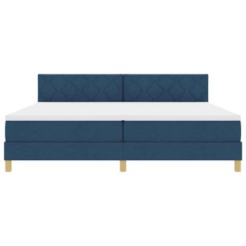 Boxspringbett mit Matratze mit Kopfteil Blau 200 x 200 cm Stoff