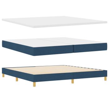 LED Boxspringbett mit LED-Lichtleisten Blau 200 x 200 cm Stoff