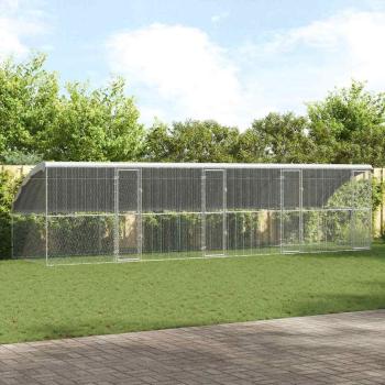 ARDEBO.de - Hühnerkäfig Silber 800 x 200 x 198.5 cm Verzinkter Stahl