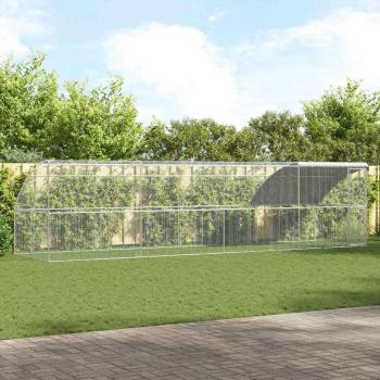 ARDEBO.de - Hühnerkäfig Silber 800 x 200 x 198.5 cm Verzinkter Stahl