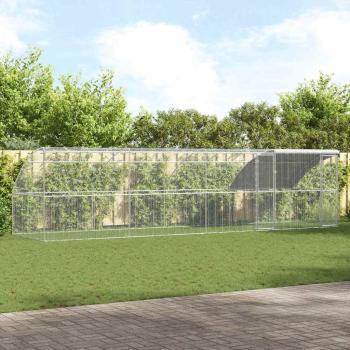 ARDEBO.de - Hühnerkäfig Silber 800 x 200 x 198.5 cm Verzinkter Stahl