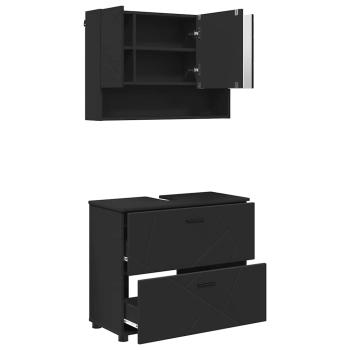 Badezimmermöbel Set mit Regal 2 pcs Schwarz 76,5 x 35 x 64 cm