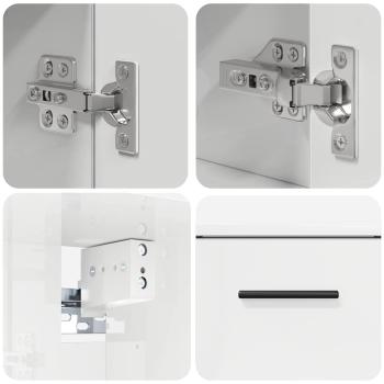 Badezimmermöbel Set 2 pcs Hochglanz-Weiß 76,5 x 35 x 64 cm