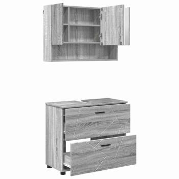 Badezimmermöbel Set mit Tür 2 pcs Grau Sonoma 76,5 x 35 x 64 cm
